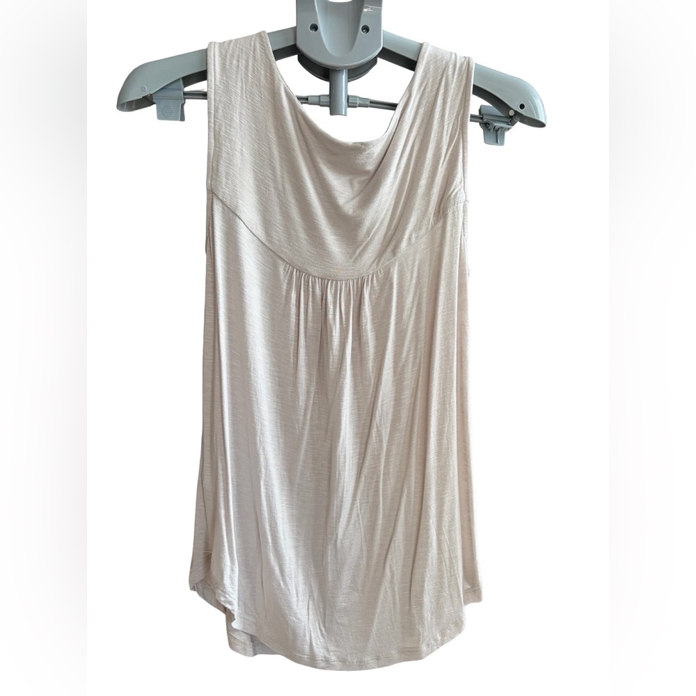 Tahari Soft Cowl Neck Sleeveless Tank in Light Beige - Picture 2 of 3